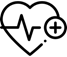 Pictogram - Een hart met een controlelijn erdoorheen en een plussymbool